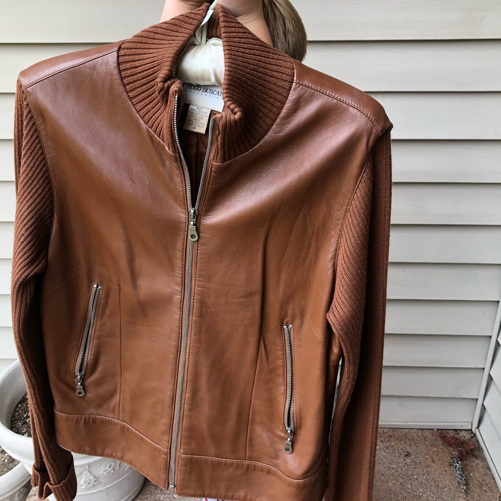 Hugo Buscati Cognac Leather Jacket - Size M